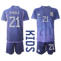 Argentina Paulo Dybala #21 Gostujuci Dres za djecu SP 2022 Kratak Rukav (+ Kratke hlače)